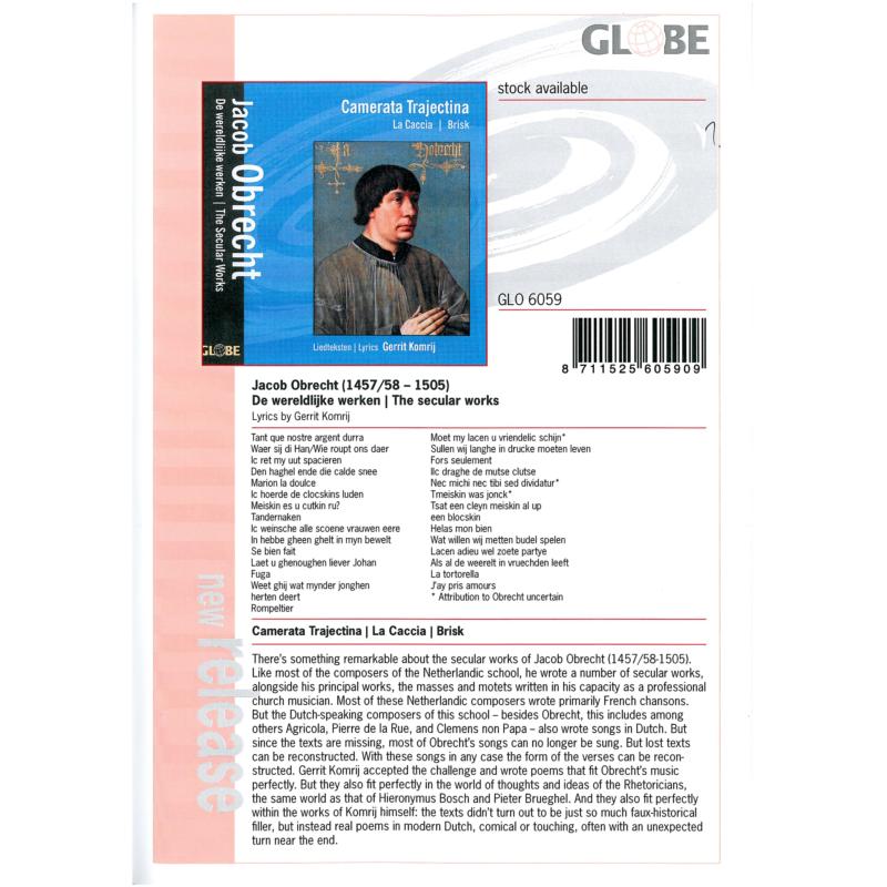 De Wereldlijke Werken - Camerata Trajectina/La Caccia/ - GLO6059