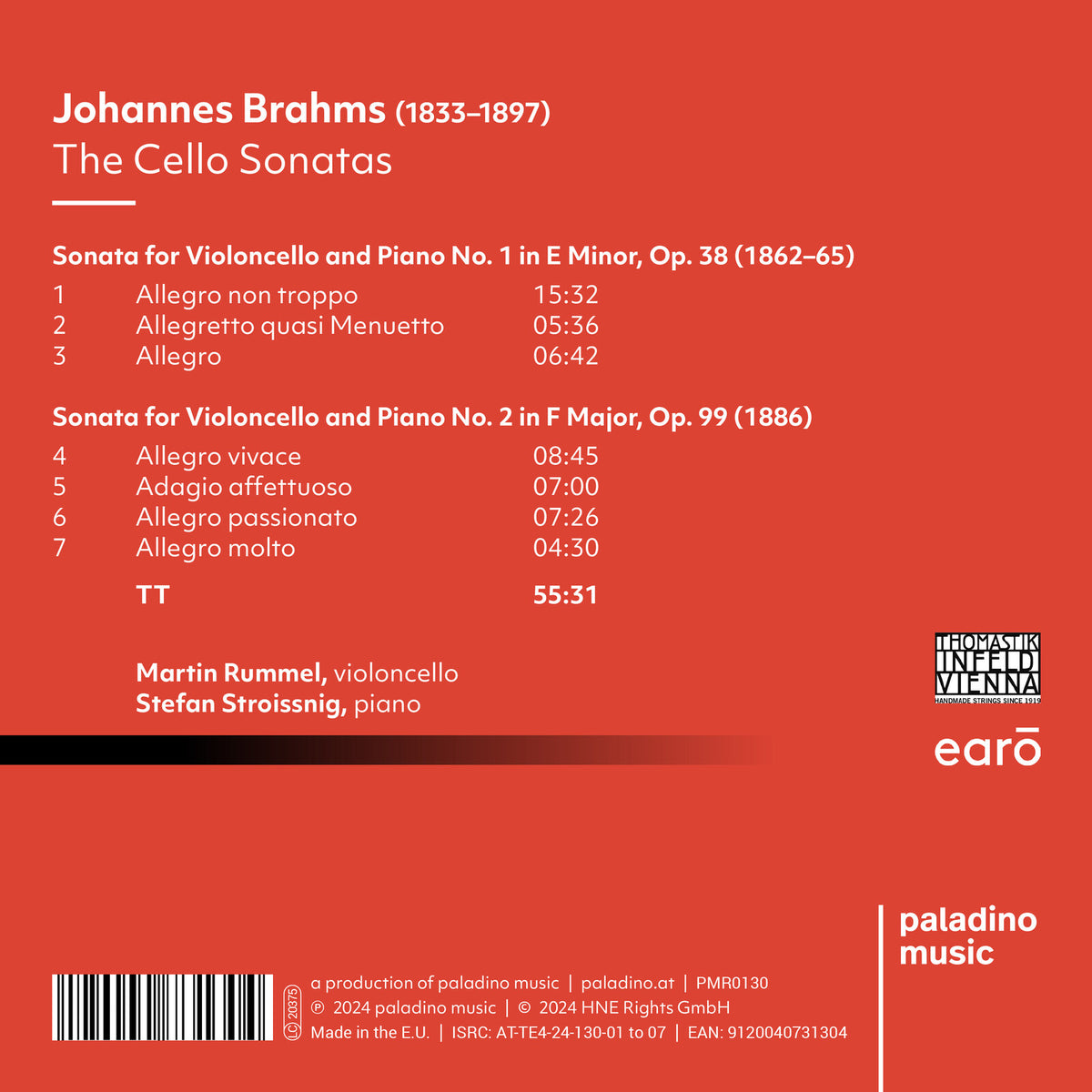 Martin Rummel, Stefan Stroissnig - Brahms: The Cello Sonatas - PMR0130