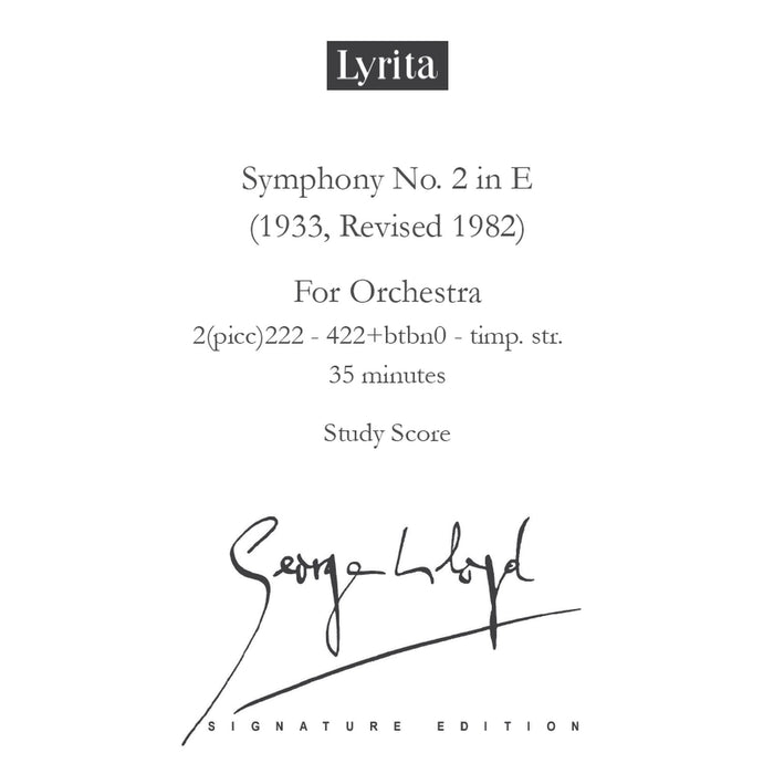 George Lloyd - George Lloyd: Symphony No. 2 - Study Score - SRMP-0003