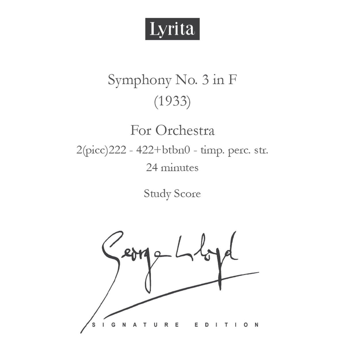 George Lloyd - George Lloyd: Symphony No. 3 - Study Score - SRMP-0005