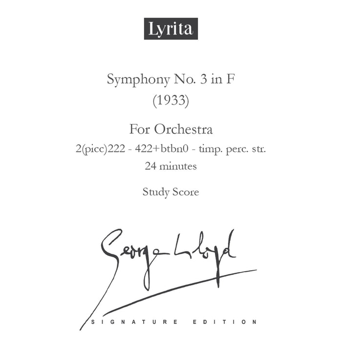 George Lloyd - George Lloyd: Symphony No. 3 - Study Score - SRMP-0005