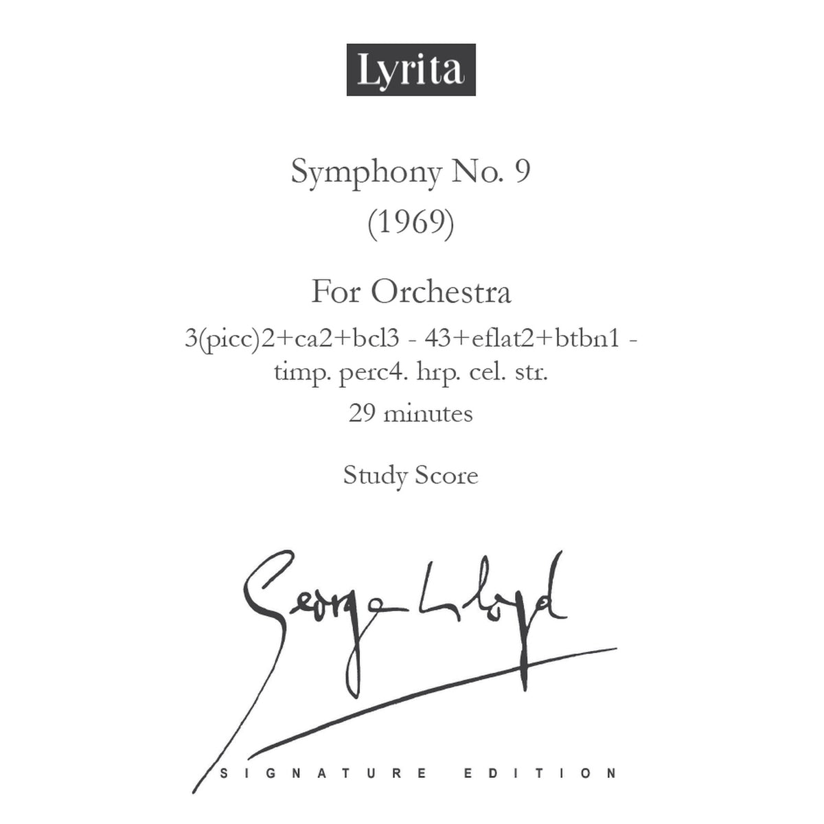 George Lloyd - George Lloyd: Symphony No. 9 - Study Score - SRMP-0017