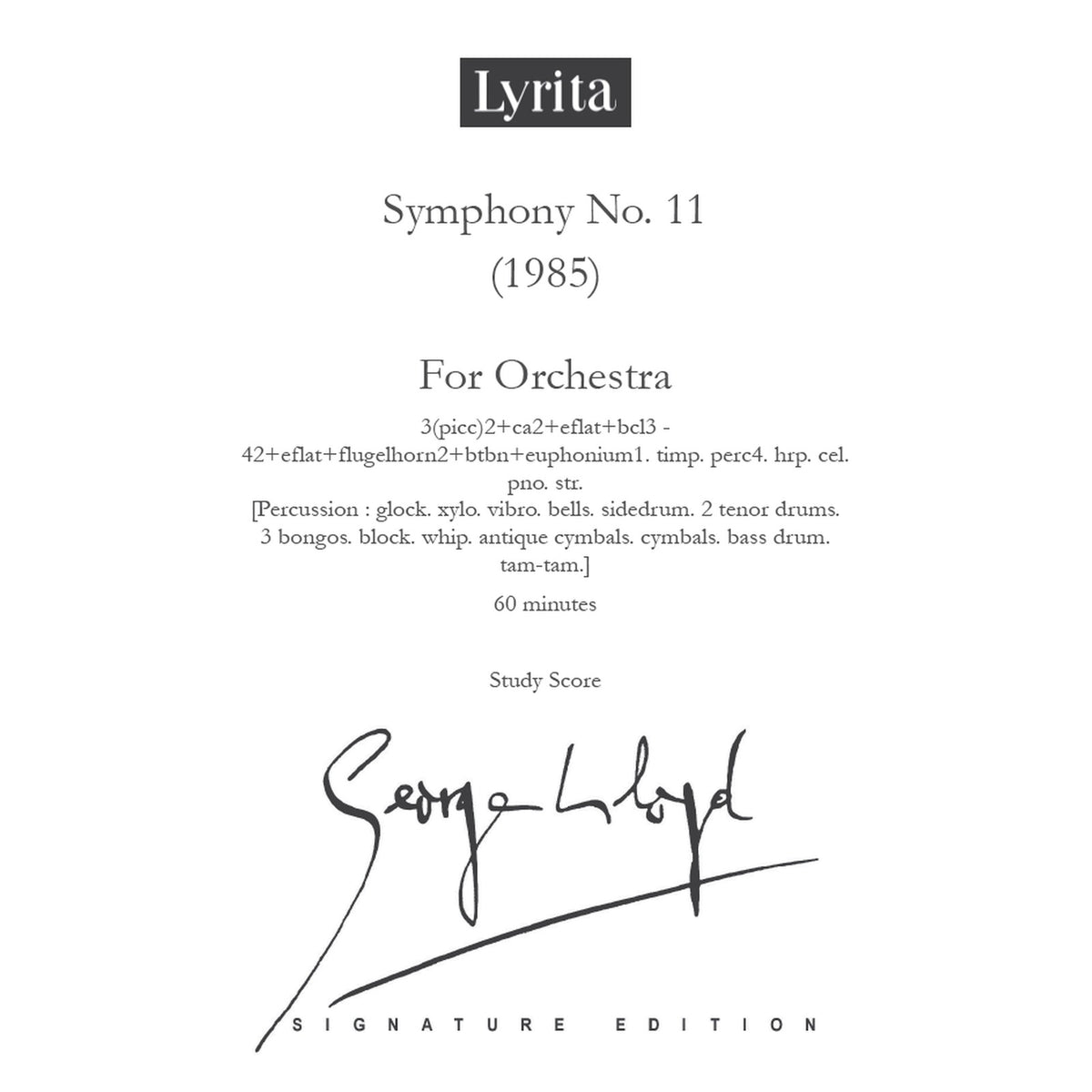 George Lloyd - George Lloyd: Symphony No. 11 - Study Score - SRMP-0023
