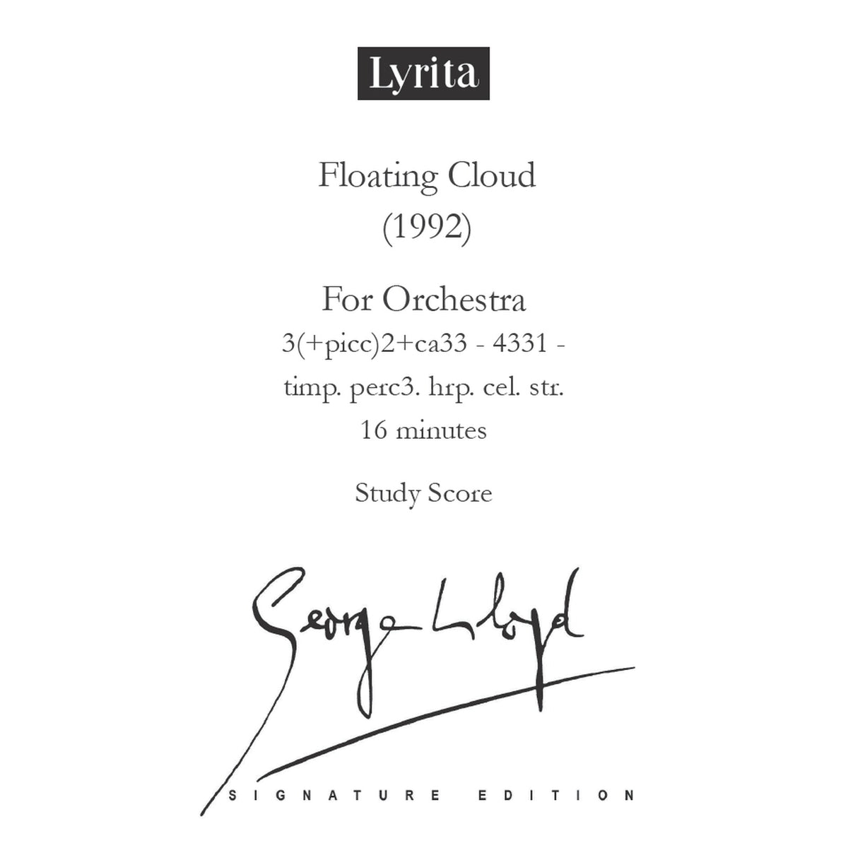 George Lloyd - George Lloyd: Floating Cloud (1992) Study Score for orchestra - SRMP-0033
