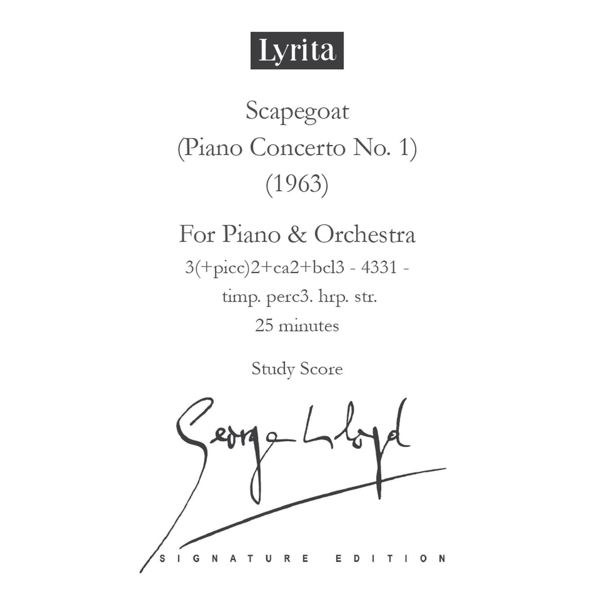 George Lloyd - George Lloyd: Scapegoat (Piano Concerto No. 1) (Study Score for piano & orchestra) - SRMP-0053