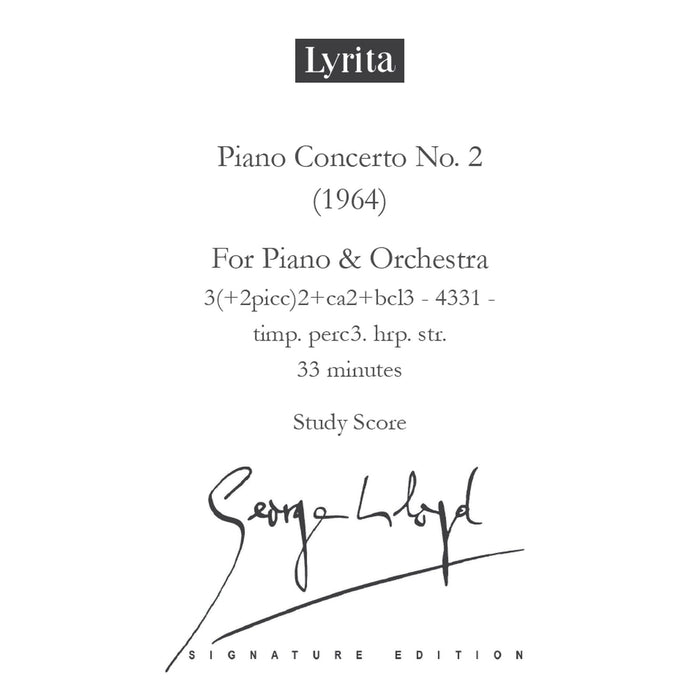 George Lloyd - George Lloyd: Piano Concerto No. 2 (Study Score for piano & orchestra) - SRMP-0057