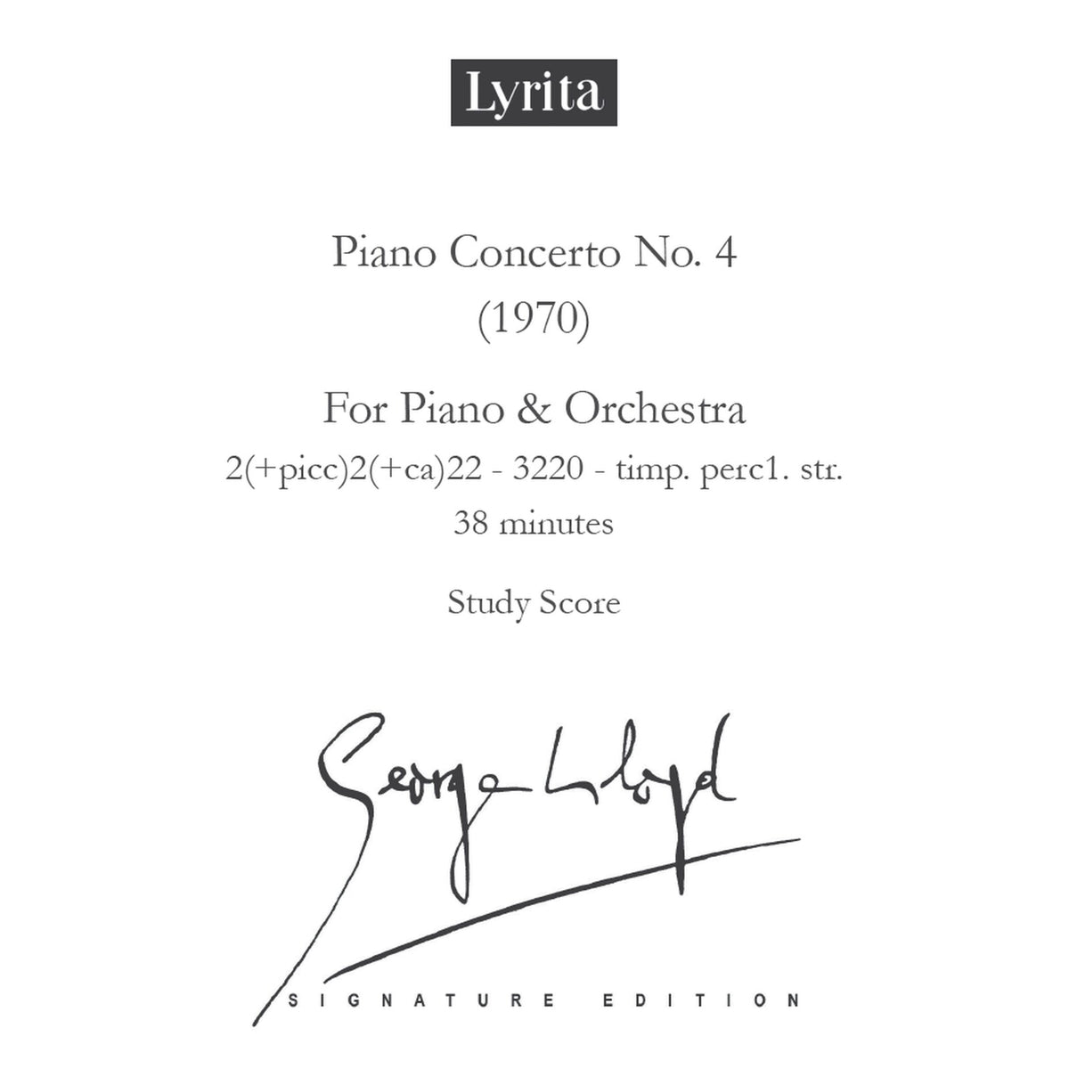 George Lloyd - George Lloyd: Piano Concerto No. 4 (Study Score for piano & orchestra) - SRMP-0063