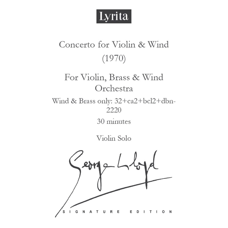 George Lloyd - George Lloyd: Concerto for Violin & Wind (1970) - Violin Score (for solo violin) - SRMP-0067