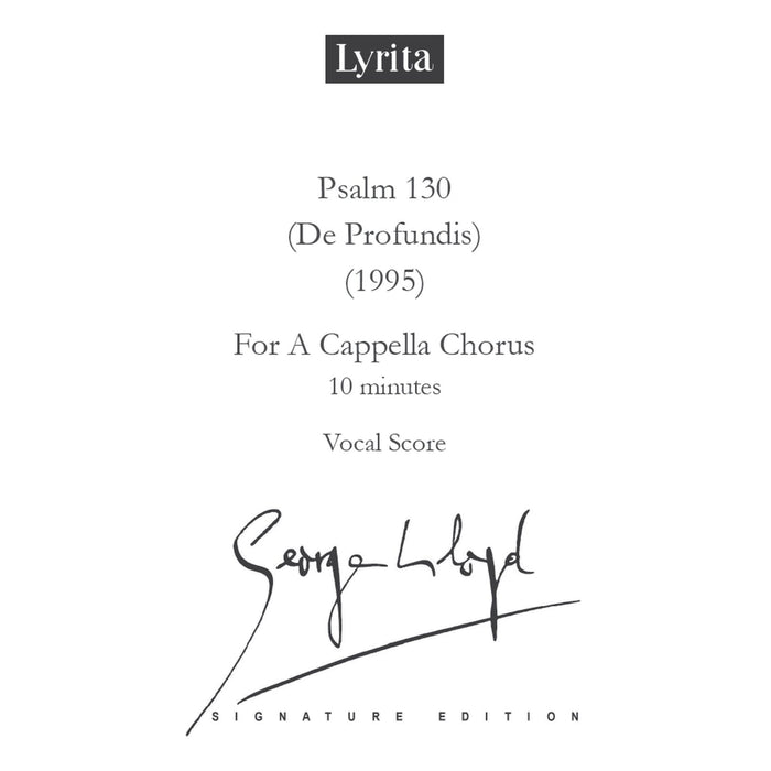 George Lloyd - George Lloyd: Psalm 130 (De Profundis) (1995) - Vocal Score (for a cappella chorus SATB) - SRMP-0099