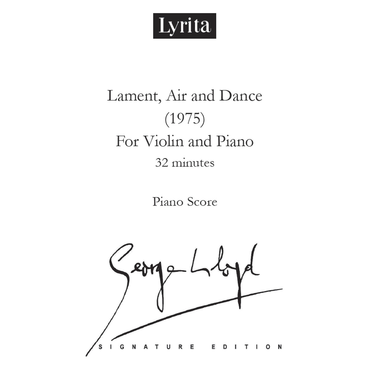 George Lloyd - George Lloyd: Lament, Air and Dance (1975) - Score for Violin & Piano - SRMP-0102