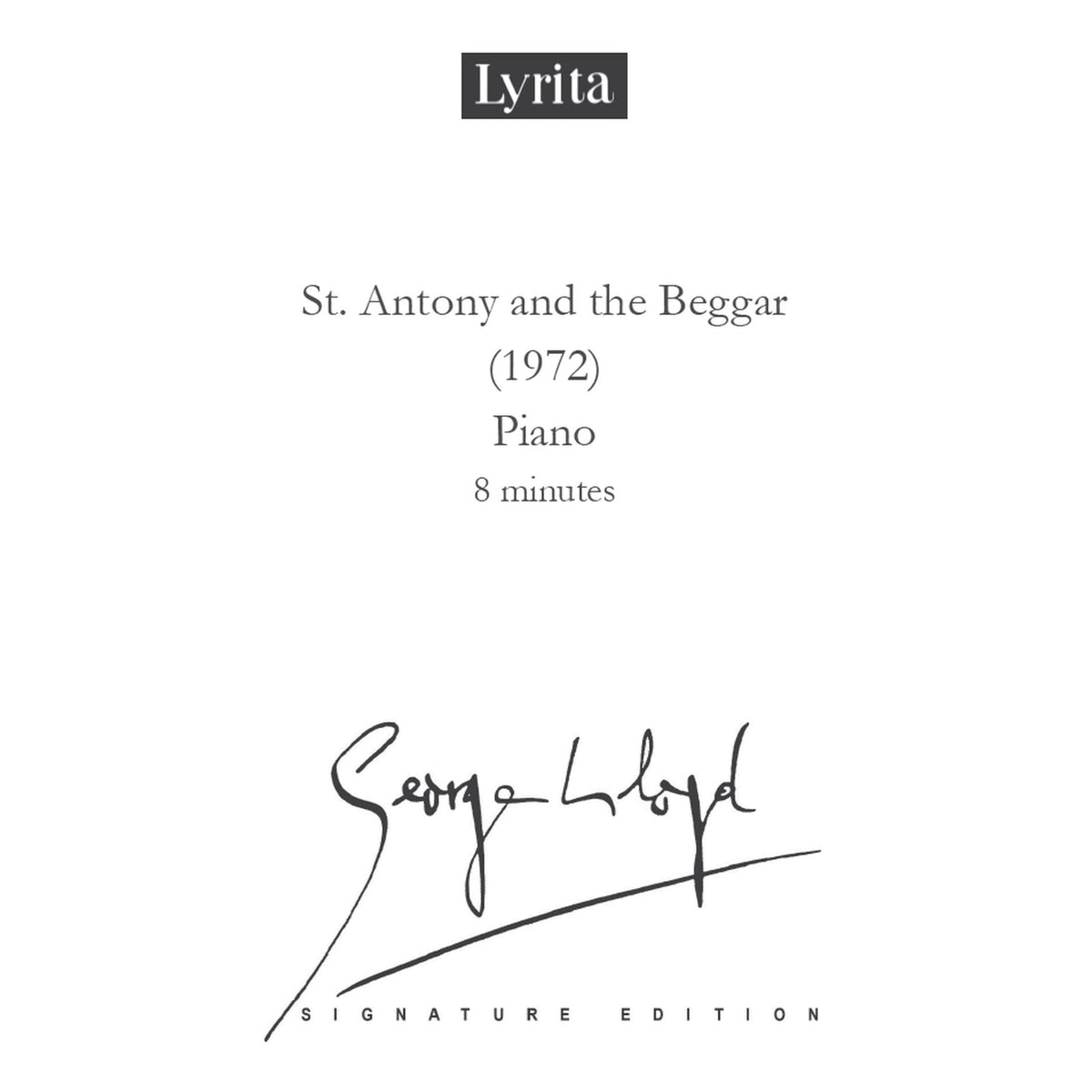 George Lloyd - George Lloyd: St. Antony and the Beggar (1972) - Score for solo piano - SRMP-0110