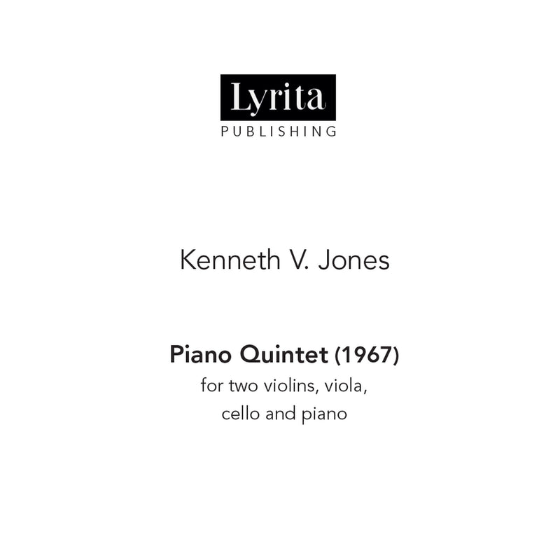 Kenneth V. Jones - Kenneth V. Jones: Piano Quintet (1967) - score for two violins, viola, cello and piano - SRMP-0168