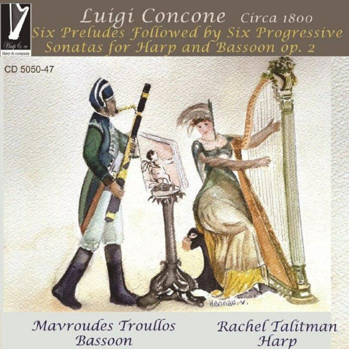 Rachel Talitman & Mavroudes Troullos: Concone Luigi: Six Preludes followed by Six Progressive Sonatas for Harp and Bassoon, Op.2 (2CD)