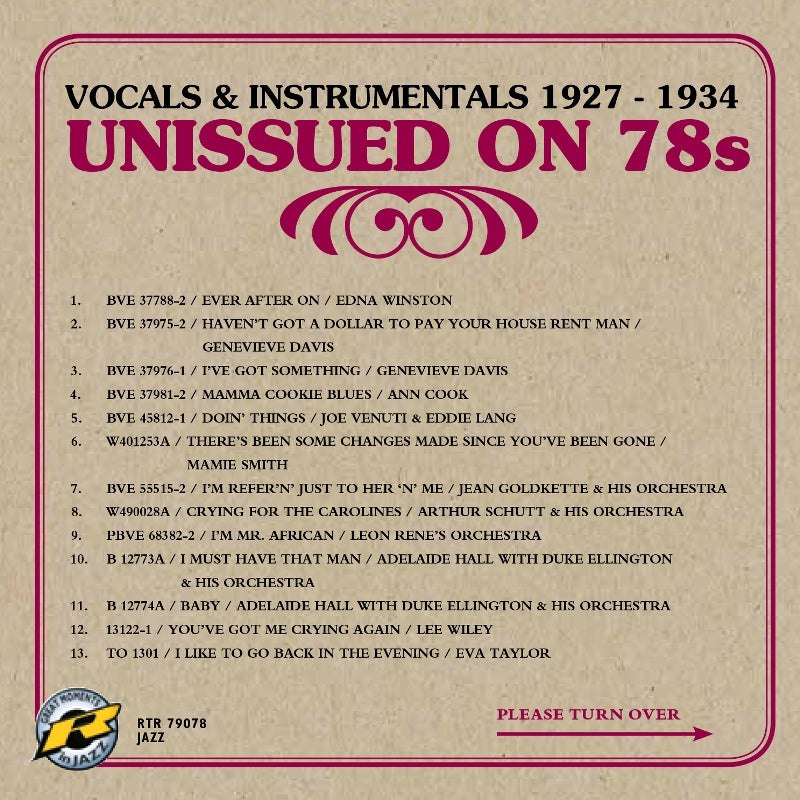 Various Artists: Unissued on 78s - Vocals & Instrumentals 1927 - 1934