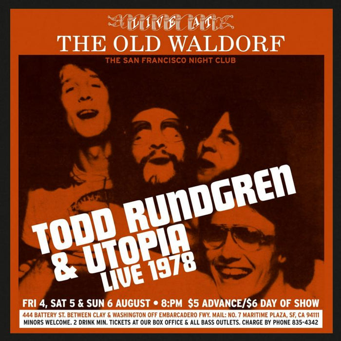 Todd Rundgren And Utopia: Live At The Old Waldorf, San Francisco - August 1978